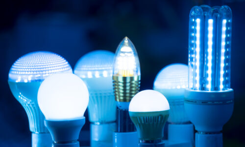 some led lamps blue light science technology background