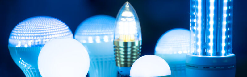 some led lamps blue light science technology background