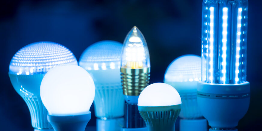 some led lamps blue light science technology background